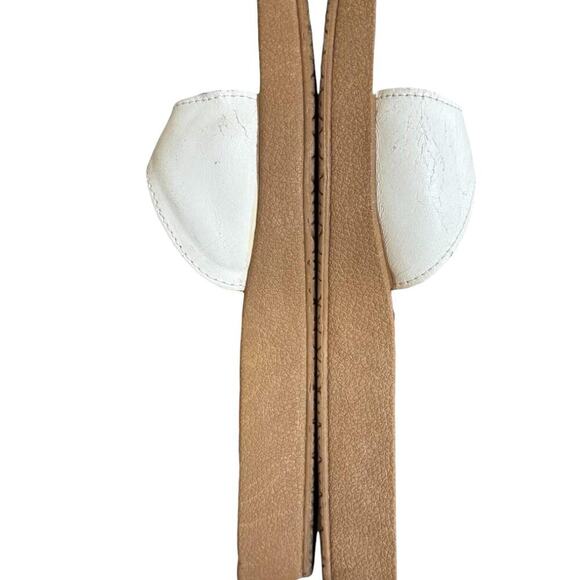 VTG. DR.‎ SCHOLL'S WHITE LEATHER BUCKLE SANDALS SLIDES SIZE 8. - Picture 6 of 7